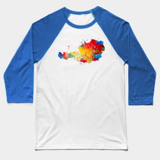 Austria Watercolor Map Painting Baseball T-Shirt